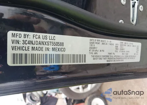 2025 Jeep Compass Sport 4X4 z USA, uszkodzony, nr VIN 3C4NJDANXST550588